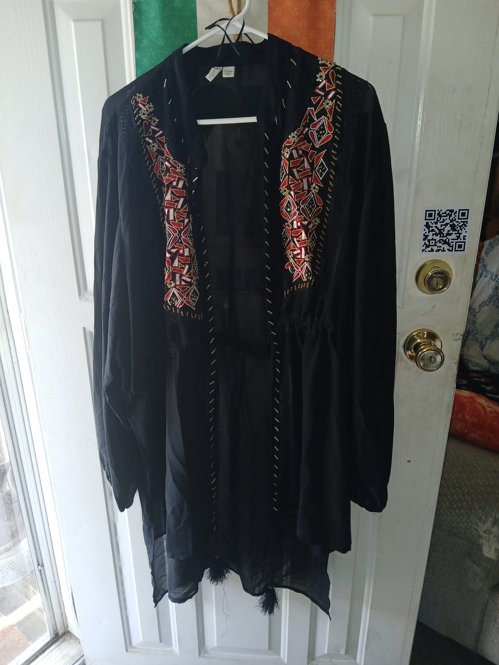Cato Black Tunic with Red and Gold Embroidered Detail, 22/24w